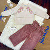 Conjunto Pantalon Pana Rosa Con Sueter Flores Bordadas Beige Mayoral M4354