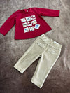 Conjunto Blusa M/L Color Cerza Con Pantalón Malla Pana Camel Mayoral M2054 Bebe Niña