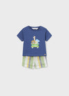 Conjunto Playera M/C Short Cuadros Azul Bebe Niño Mayoral M1223 MAYORAL