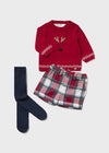 Conjunto Navideño Sueter Tejido Con Short Y Mallas Rojo Mayoral M2249 MAYORAL