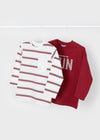 Set 2 Playeras M/L Rayas/Liso Wine Niño Mayoral M4053 MAYORAL