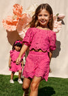 Conjunto Short Bordado Fucsia Niña Abelylula  M5231 ABEL Y LULA