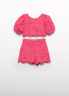 Conjunto Short Bordado Fucsia Niña Abelylula  M5231 ABEL Y LULA