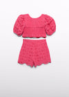 Conjunto Short Bordado Fucsia Niña Abelylula  M5231 ABEL Y LULA