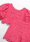 Conjunto Short Bordado Fucsia Niña Abelylula  M5231 ABEL Y LULA