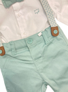 Conjunto Camisa M/L Con Moño Pantalon Con Tirantes Color Jade Bebe Niño Mayoral M1196