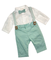 Conjunto Camisa M/L Con Moño Pantalon Con Tirantes Color Jade Bebe Niño Mayoral M1196