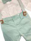 Conjunto Camisa M/L Con Moño Pantalon Con Tirantes Color Jade Bebe Niño Mayoral M1196