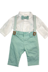 Conjunto Camisa M/L Con Moño Pantalon Con Tirantes Color Jade Bebe Niño Mayoral M1196