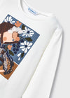 Blusa M/L Estampada Better Cotton Camel/Azul Niña  Mayoral M4007 MAYORAL