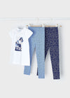 Conjunto Blusa M/C 2 Leggings Largos  Azul Niña Mayoral M3708 MAYORAL